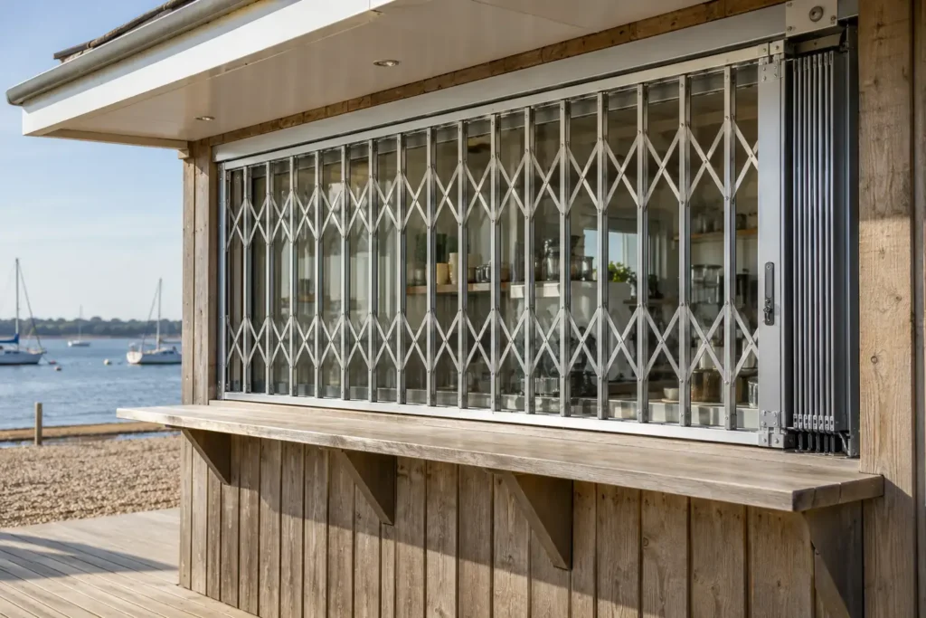 Coastal Kiosk with Retractable Security Grille