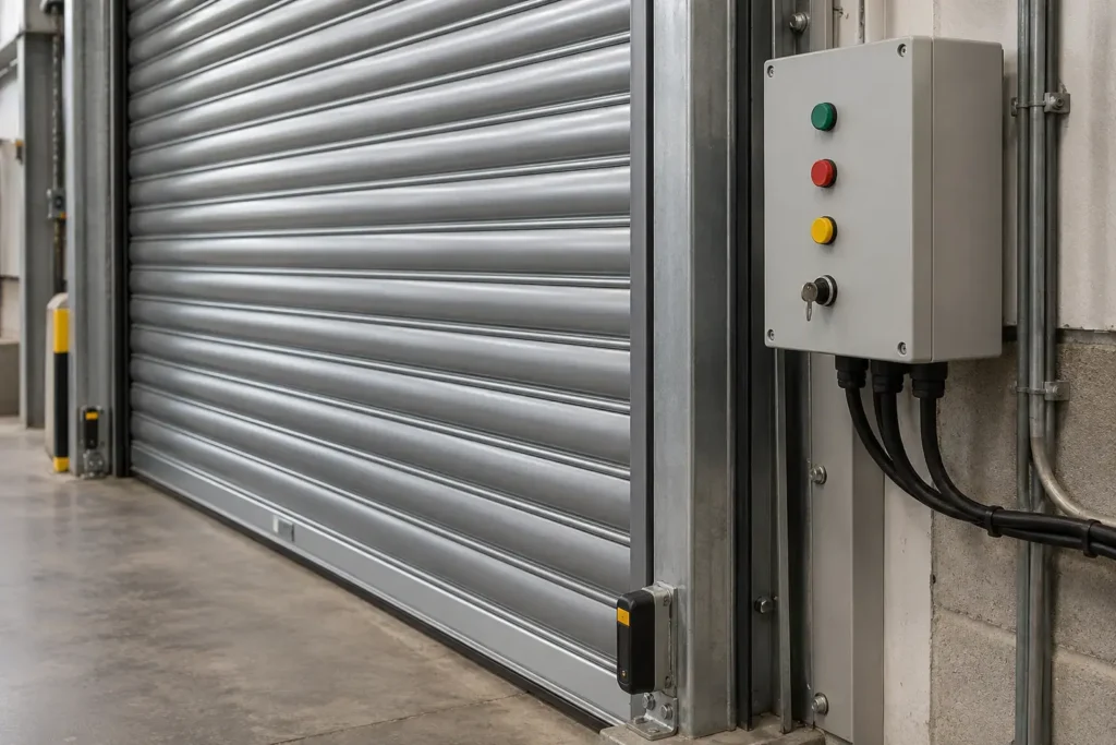 Industrial roller shutter and control box